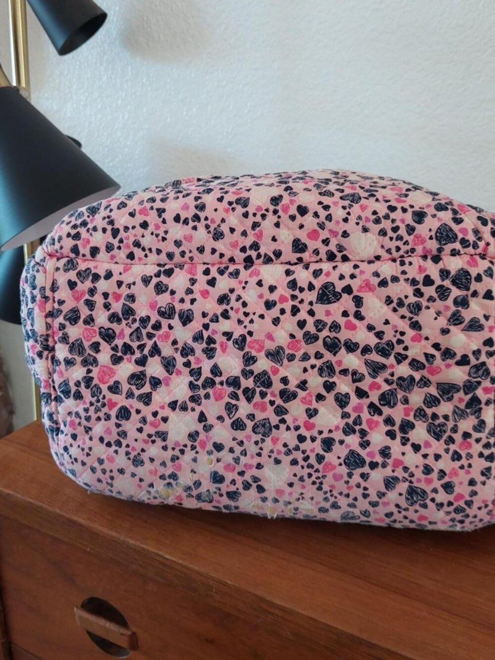 vera bradley love you lots backpack used Pink and black heart print backpack wit - Picture 2 of 8